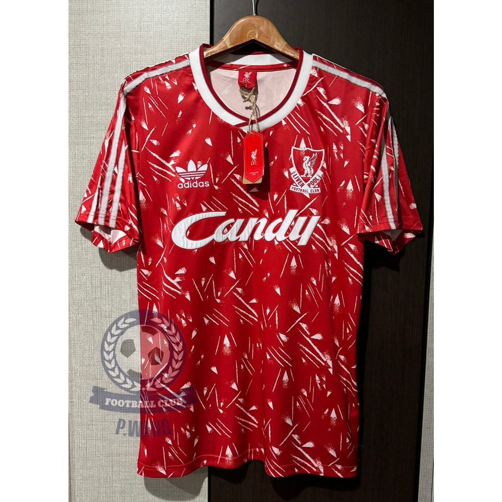 [Retro] เสื้อฟุตบอล *ลิเวอร์พูุุุุล* สีแดง Candy (ย้อนยุค ปี 1989-1990) ***งานย้อนยุค.*** สามารถเพิ่มชื่อนักเตะได้.