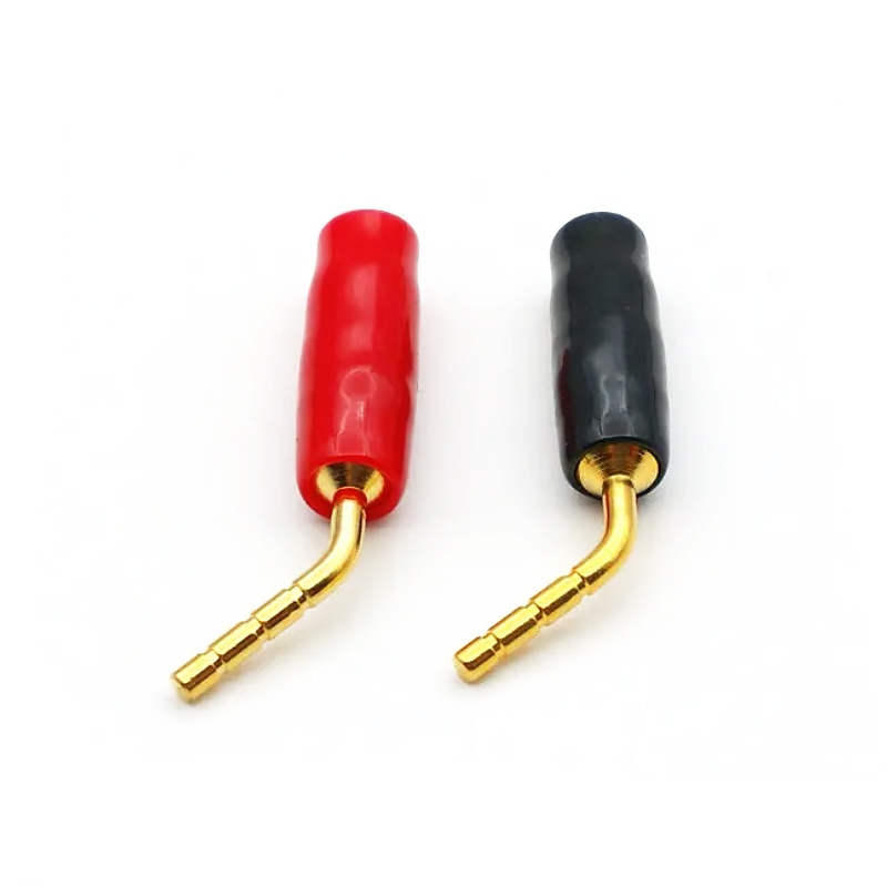 Hifi Gold Plated Pin Plug / หัวเข็มสำหรับลำโพงรุ่นเก่า รองรับสายขนาด 3 mm ปลอกยางสีดำ สีแดง / ร้าน All Cable