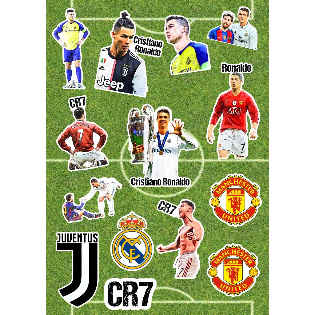 สติกเกอร์ไดคัทเนื้อ PP กันน้ำได้ ตกแต่งตามต้องการ รวมลายนักเตะโรนัลโด้ Cristiano Ronaldo