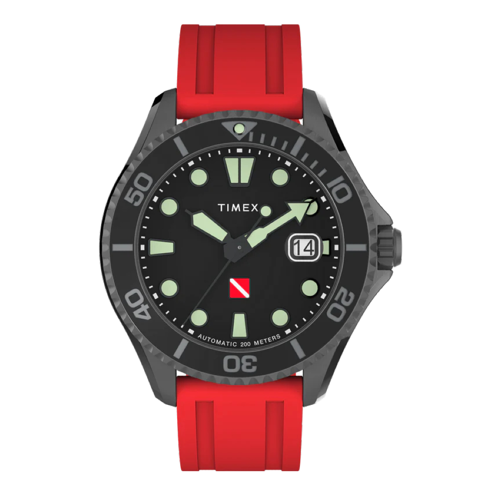 TIMEX TW2W21000  AUTOMATIC นาฬิกาข้อมือผู้ชาย สายRubber สีแดง หน้าปัด 44 มม.