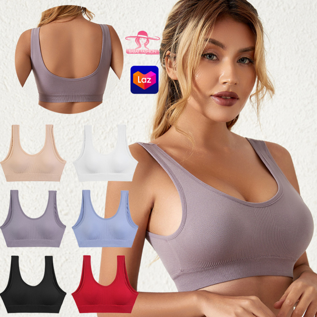 B007สปอร์ตบรา รูปตัวU ยืดหยุ่นสูง สีพื้น สำหรับผู้หญิง ใส่เล่นกี่ฬา