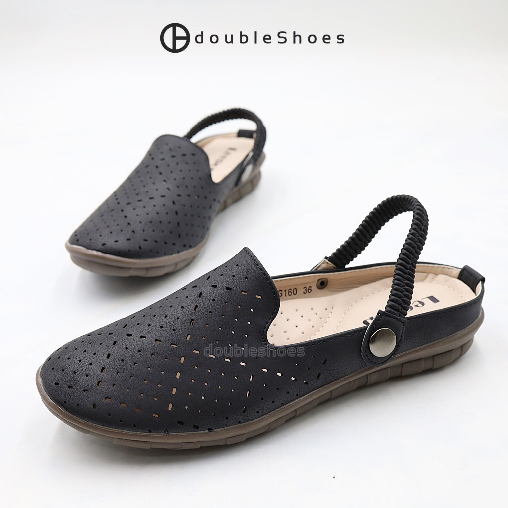 LEEPOP (MG160) รองเท้าคัทชูรัดส้น ผู้หญิง (สีดำ / แทน) ไซส์ 36-41