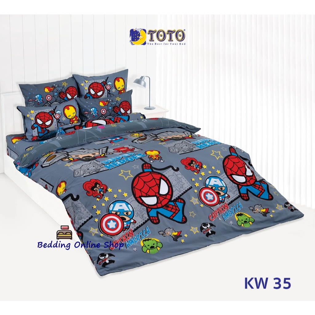 TOTO (KW35) มาเวลฮีโร่ Marvel Hero ชุดผ้าปูที่นอน ชุดเครื่องนอน ผ้าห่มนวม  ยี่ห้อโตโตแท้100%