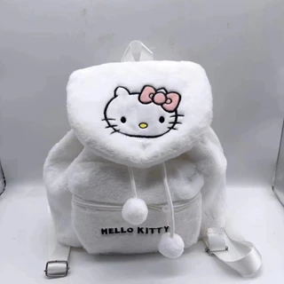 (พร้อมส่งJ10174 กระเป๋าเป้สะพายหลัง กระเป๋านักเรียน ผ้ากํามะหยี่ขนนิ่ม ลายการ์ตูนคิตตี้ ชินนาม่อนโรล ขนาดใหญ่ จุของได้เย