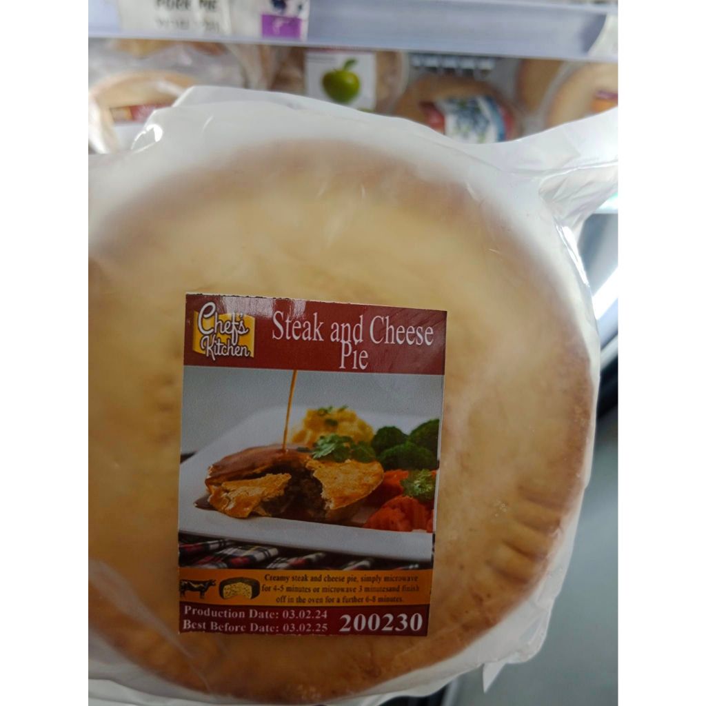 CHEF'S KITCHEN Homemade Steak & Cheese Pies * 5 PACK * INCLUDES POLY BOX AND FROZEN GEL PACK / 250g x 5 = 1250g