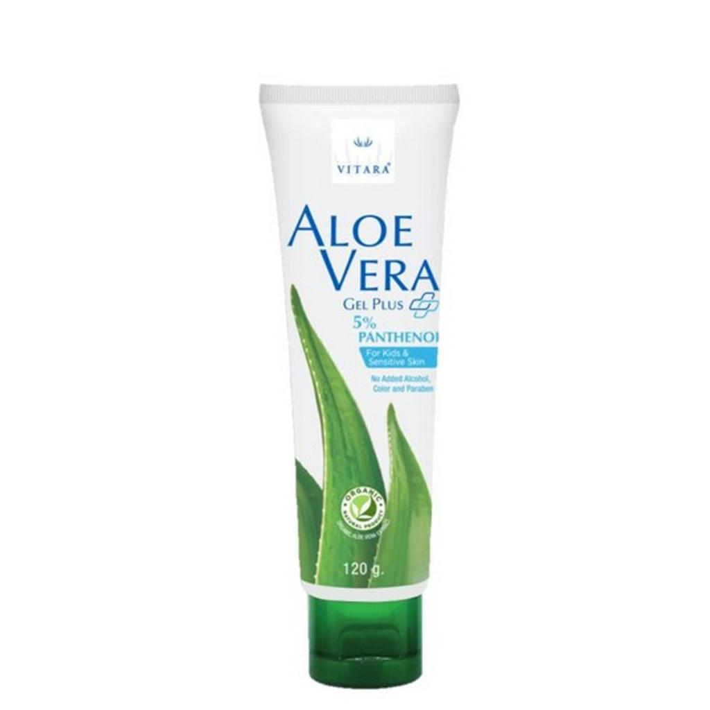 !Vitara Aloe Vera gel Plus Panthenol for kids and sensitive skin 120 g เจลว่านหางจระเข้ผสม แพนทีนอลเข้มข้น 5%