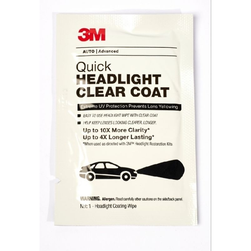 3M แผ่นน้ำยาเคลือบไฟหน้ารถ รุ่น 32516 สำหรับเคลือบใสบนพื้นผิวไฟหน้ารถ และลบรอยขุ่นมัวของไฟหน้า ช่วยปกป้องรังสี UV