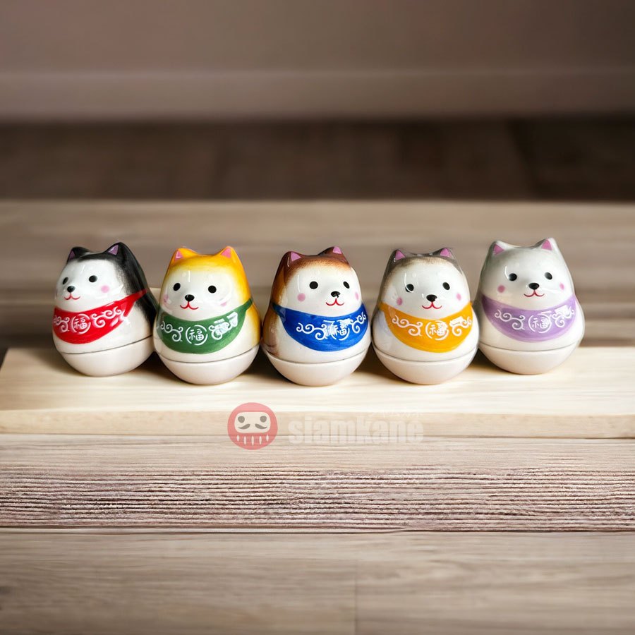 ชิบะอินุ Shiba Inu ตุ๊กตาล้มลุกเซรามิค สุนัขญี่ปุ่นชิบะ สูง 5 cm.