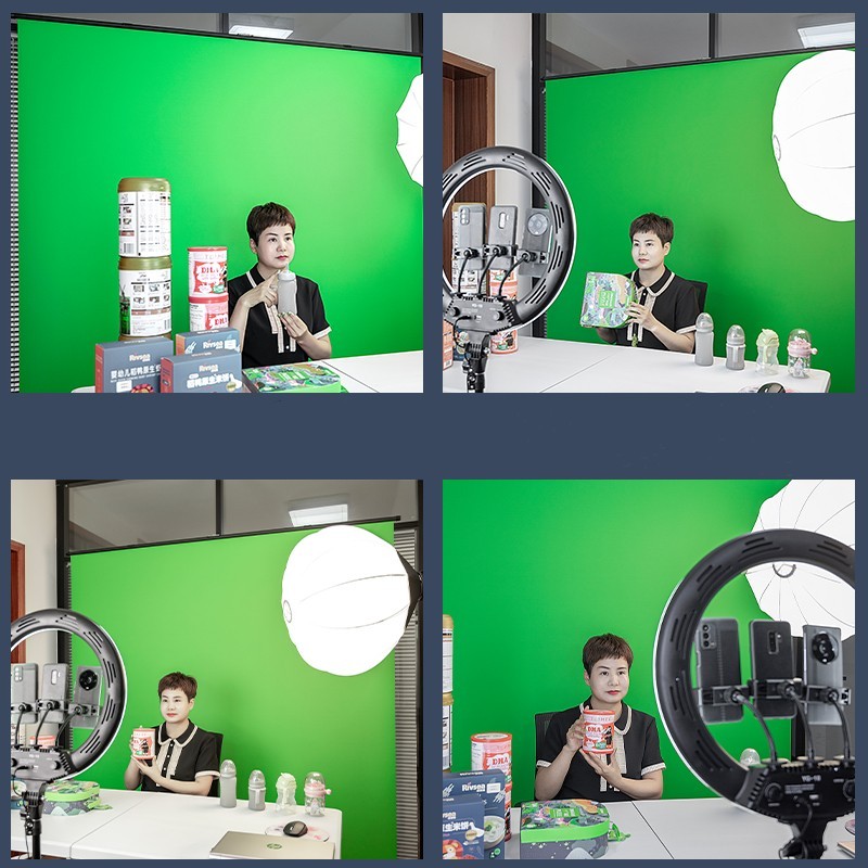 150X200 ฉากเขียว green screen ฉากถ่ายรูป ไลฟ์สด สตรีมเกมส์ กรีนสกรีน ฉากถ่ายรูป ผ้าเขียว Roll up ไฟสตูดิโอ camera stand