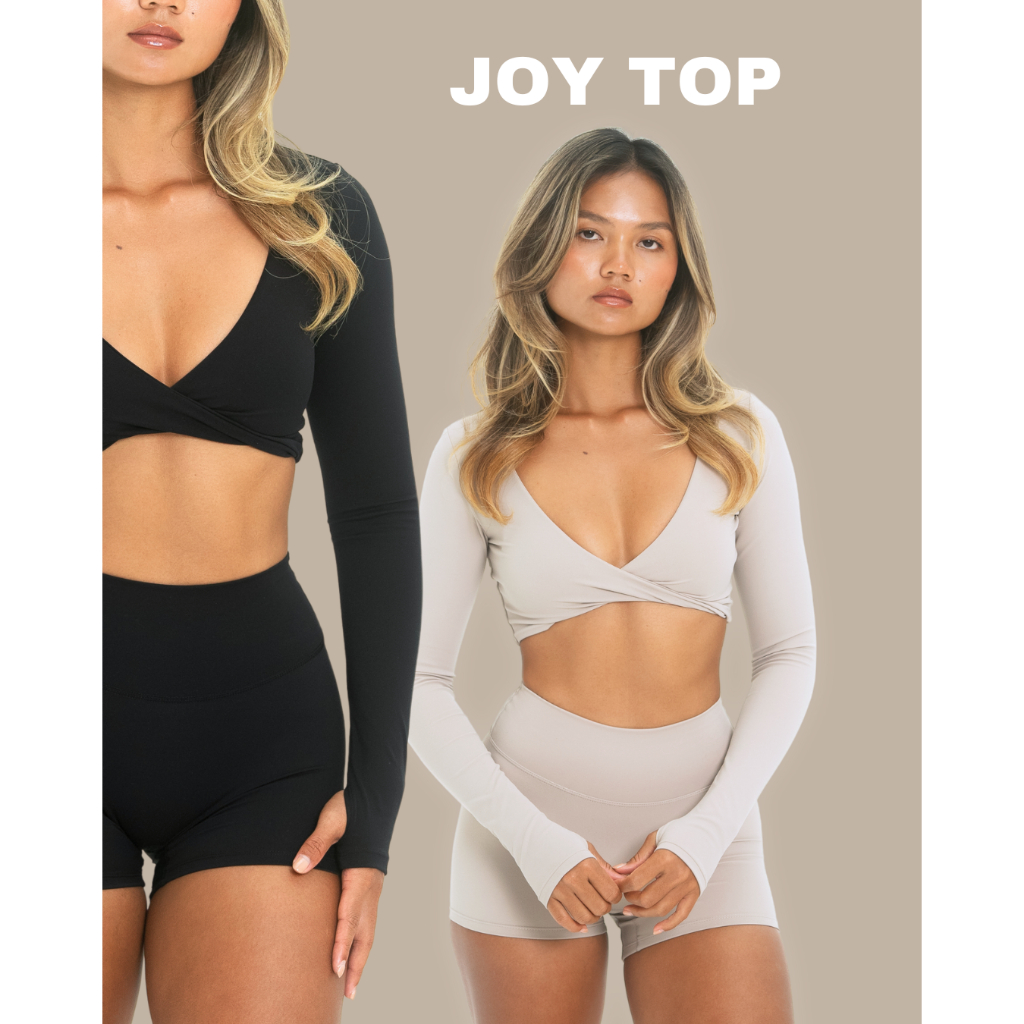 ใหม่! Joy Top เสื้อออกกำลังกายแขนยาว ดีเทลทวิสหน้า มีฟองน้ำค่ะ