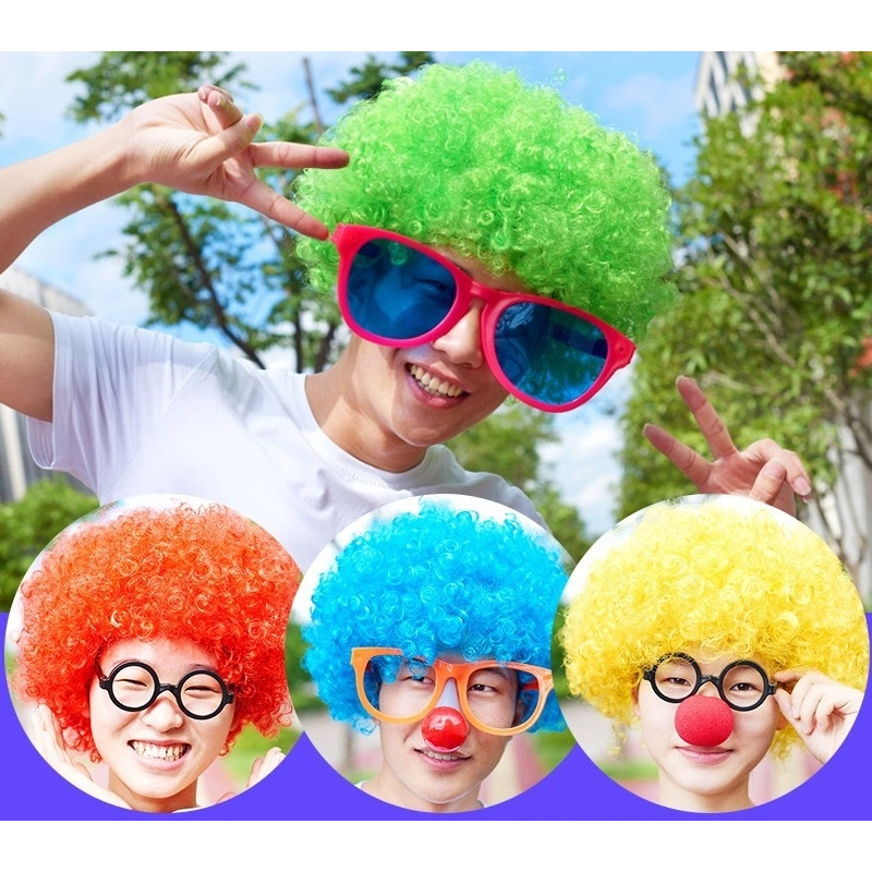 วิกผมหยิกฟูคละสี ทรงแอฟโร คนแก่และตัวตลก Colorful Clown Wig ด่วนมีส่งGrabค่า