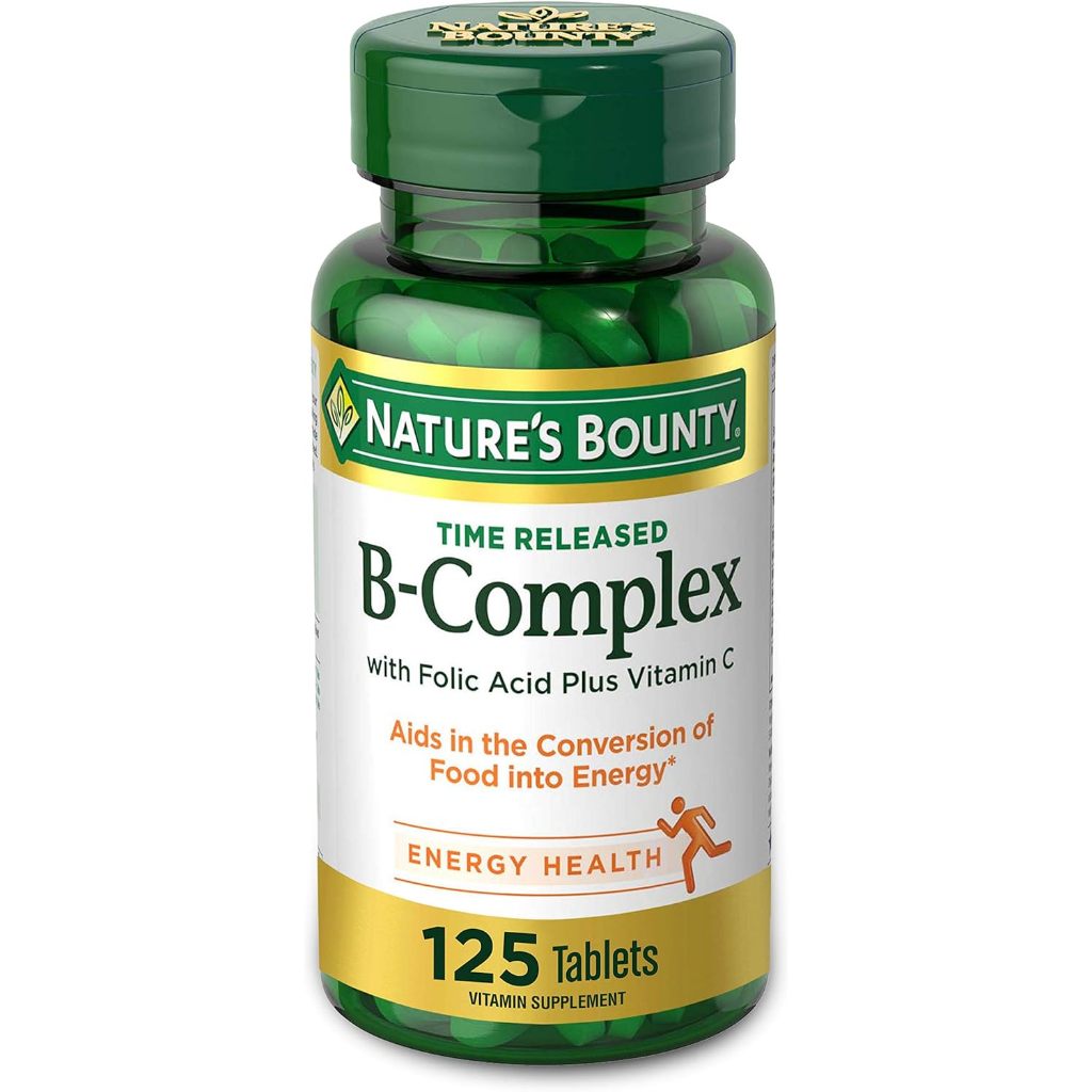 แท้!! 100% วิตามินบี Nature's bounty B complex time released with Folic Acid Plus Vitamin C 125 เม็ด ใหม่