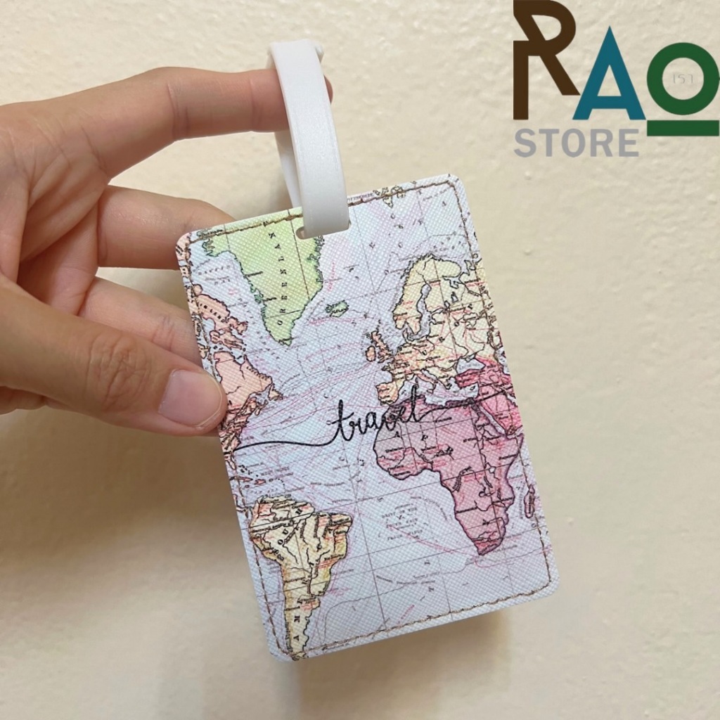 Rao Store พร้อมส่ง ป้ายแท็กห้อยกระเป๋าเดินทาง แท็กป้ายชื่อ วัสดุหนังPU สายเป็นพลาสติก ดีไซน์ลายแผนที่ ลายเทป - รูปที่ 5