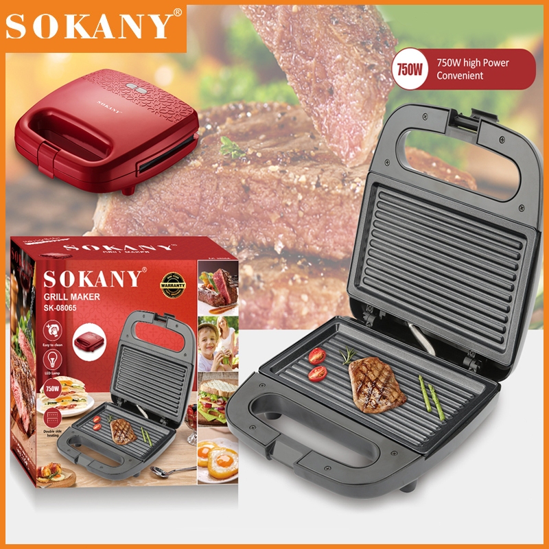 พร้อมส่ง SOKANY 800W แซนวิส ปิ้งขนมปัง เครื่องทําแซนวิช เครื่องปิ้งขนมปัง รับประกัน 1 ปี