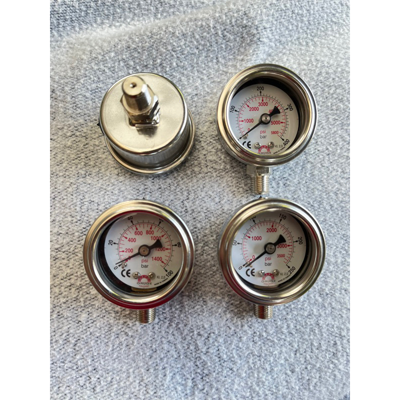 Pressure Gauge เกจวัดแรงดันสแตนเลส (304) หน้าปัด 1.5" เกลียว 1/8" เกลียวออกล่าง / ออกหลัง (Made in Taiwan)