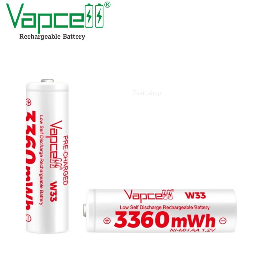 [หัวนูน] Vapcell W33 ถ่านชาร์จ  NI-MH  AA  1.2V 3360mWh