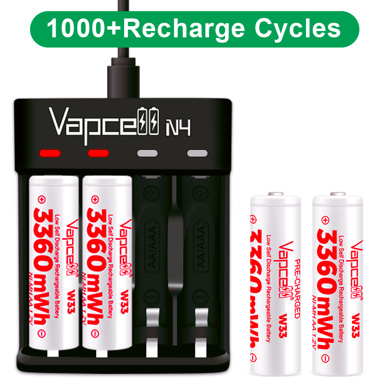 [หัวนูน] Vapcell W33 ถ่านชาร์จ  NI-MH  AA  1.2V 3360mWh