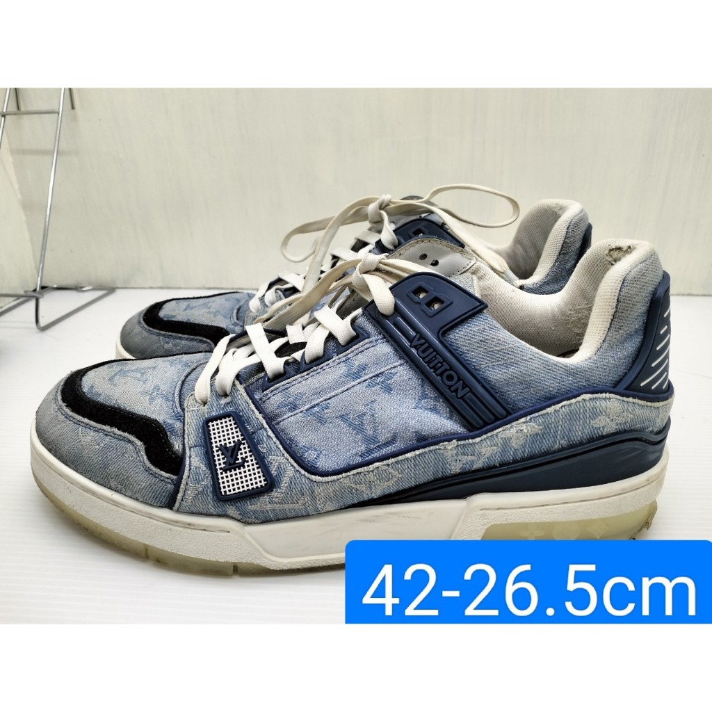 รองเท้าผ้าใบมือสอง lv denim trainer size 42 -26.5 cm งานคัดหัวตุณภาพดี