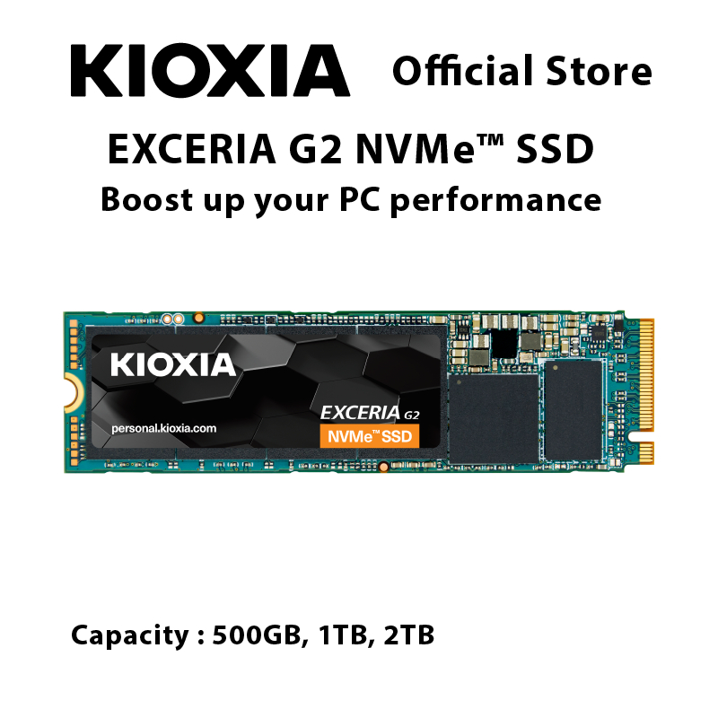 KIOXIA EXCERIA G2 SSD M.2 NVMe ™ SSD M.2 2280 PCIe® Gen3 x4  High Speed Read Up to 2,100MB/s -  500G