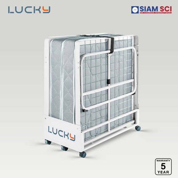 LUCKY เตียงพับ พร้อมที่นอน ขนาด 3.5 ฟุต โรงแรม รีสอร์ท โรงพยาบาล บ้านพักอาศัย สีขาว