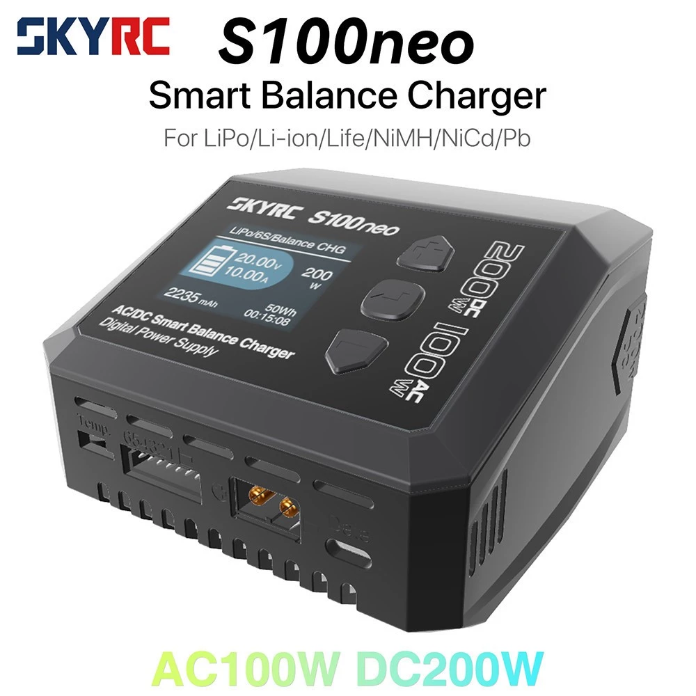 🎉แท้/มีประกัน🎉SkyRC S100Neo เครื่องชาร์จถ่าน เครื่องชาร์จแบตเตอรี่ LiPo/LiFe/Lilon/LiHV/NiMH/NiCd/Pb 1-6s 10A