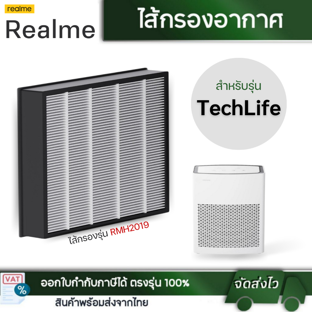 เเผ่นกรองอากาศ Realme TechLife Air Purifier Filter ไส้กรอง รุ่น RMH2019 กรองฝุ่น PM2.5