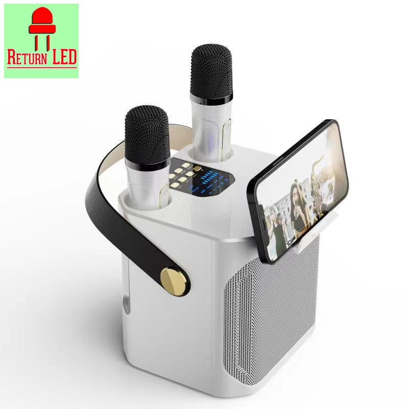 ลำโพงบลูทูธ คาราโอเกะแบบพกพา พร้อมไมค์ลอยคู่ KOLEER (S882) เปลี่ยนเสียงได้ Bluetooth Karaoke Family