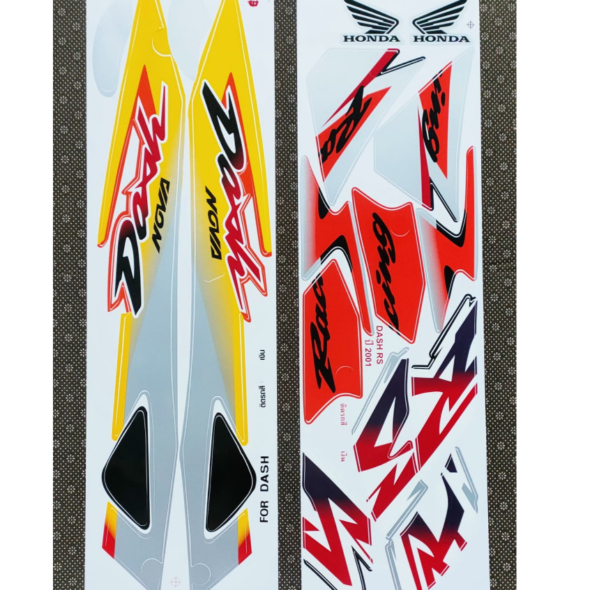 สติ๊กเกอร์ DASH RS  แดช  ปี 2001 ติดรถสีเงิน ราคาถูกที่สุด สีสวย คุณภาพดี