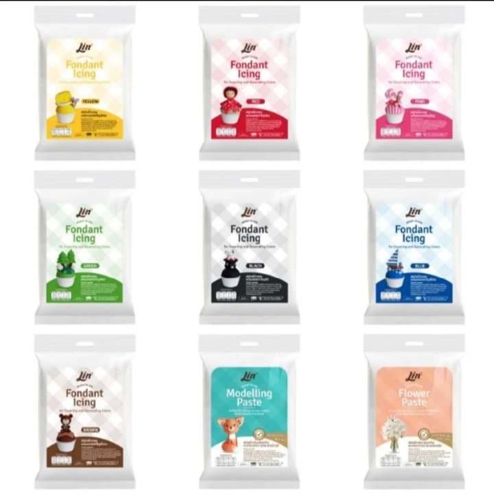 น้ำตาลฟองดองลิน Lin Fondant น้ำตาลคลุมเค้ก น้ำตาลปั้น ฟองดอง น้ำตาลแต่งเค้กขนาด 250 กรัม
