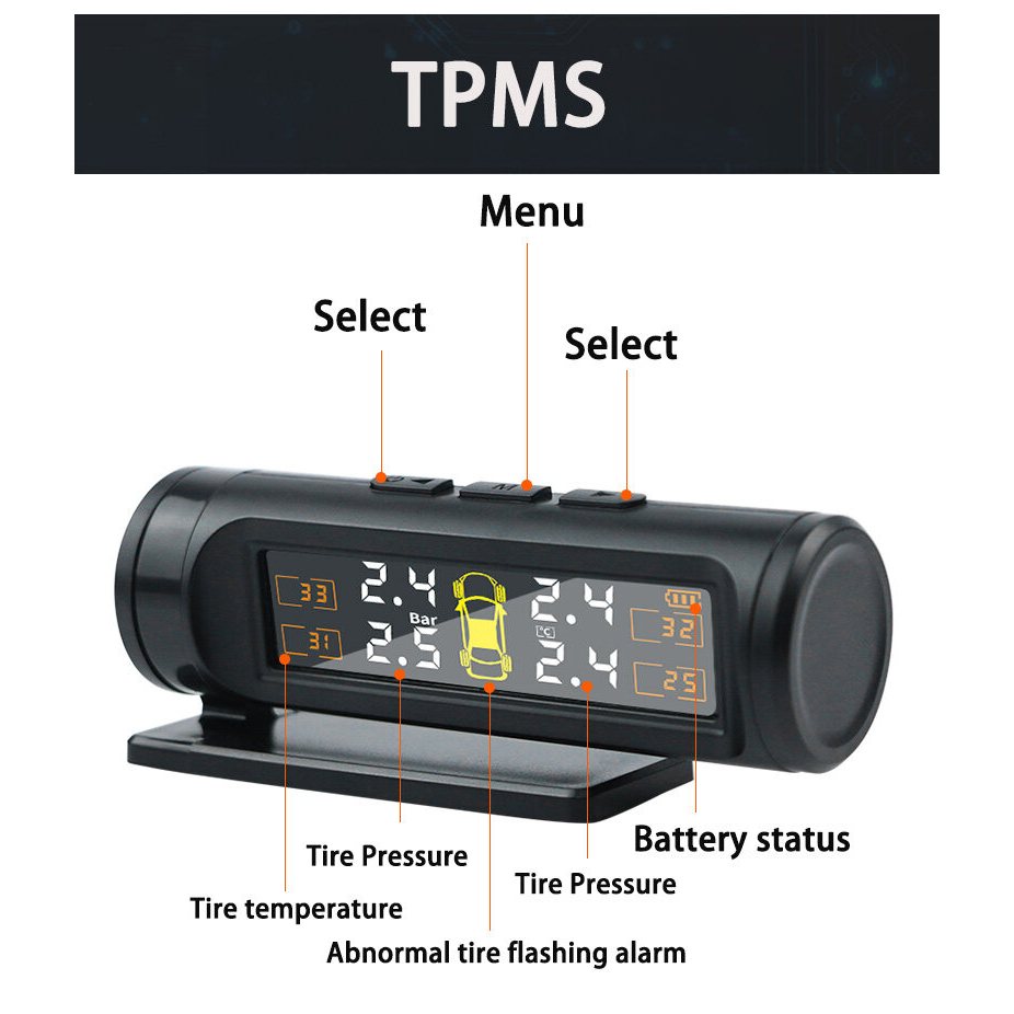 TPMS ตรวจสอบอัตโนมัติภายนอก Devce ความดันลมยางเครื่องวัดความดันลมยางสัญญาณเตือนภัย TMPS เซนเซอร์วัดค