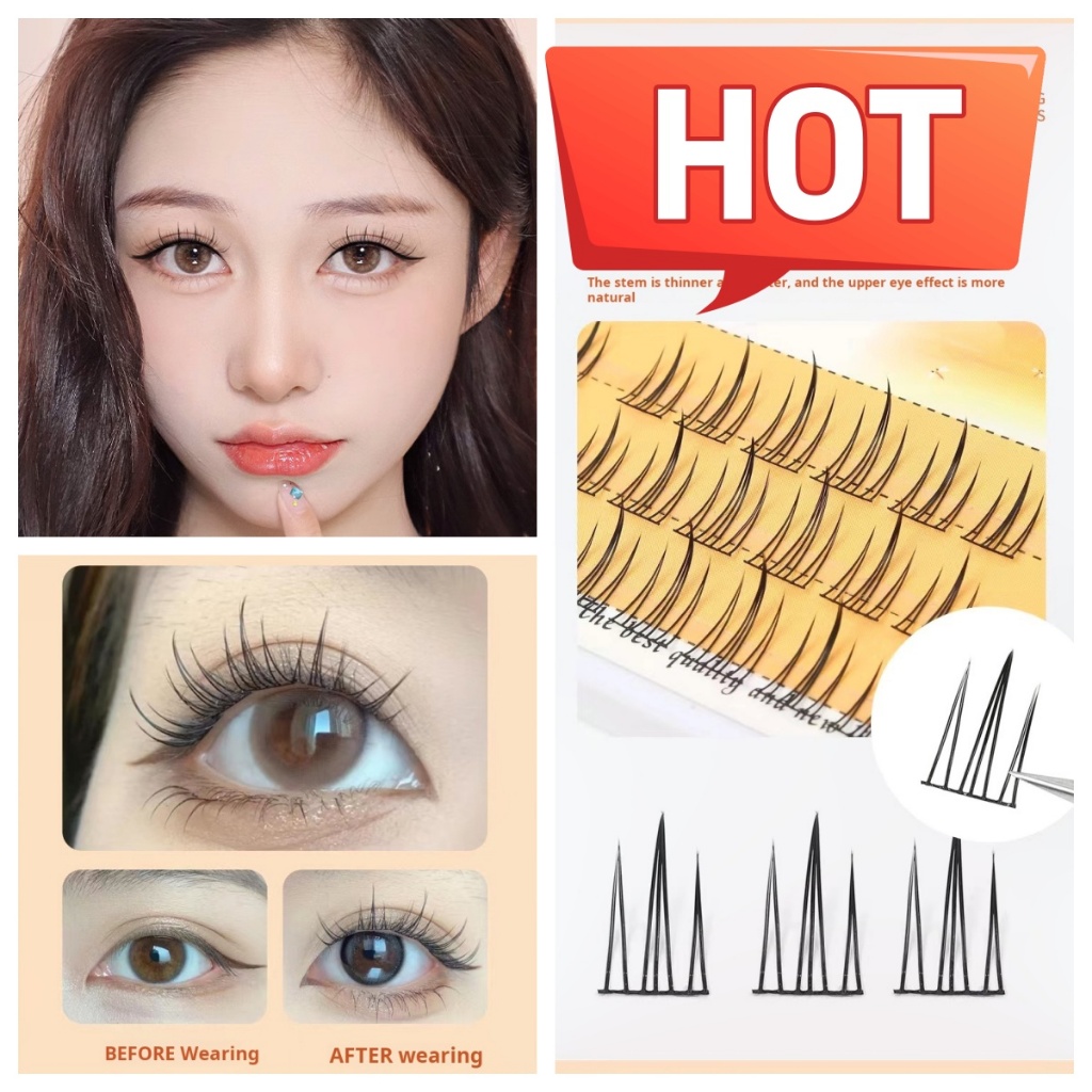 ขนตาปลอม A-type ขนตาปลอมธรรมชาติ Curled Sun Flower Cat ขนตาปลอม Pure Desire Sandwich Fairy Segmented Single Cluster Graf