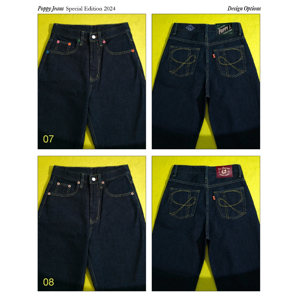 RYA Poppy Jeans Special Edition 2024 กางเกงยีนส์เอวสูง ขากระบอก สีเข้ม แต่งอะไหล่สีๆ และป้ายสี ราคา ถูกที่สุด ดีลบีเคเค แกลเลอรีภาพที่ 7