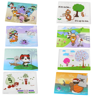 แผ่นรองเม้าส์พลาสติก ขนาด25x17cm. สุ่มคละลาย ต่ออัน