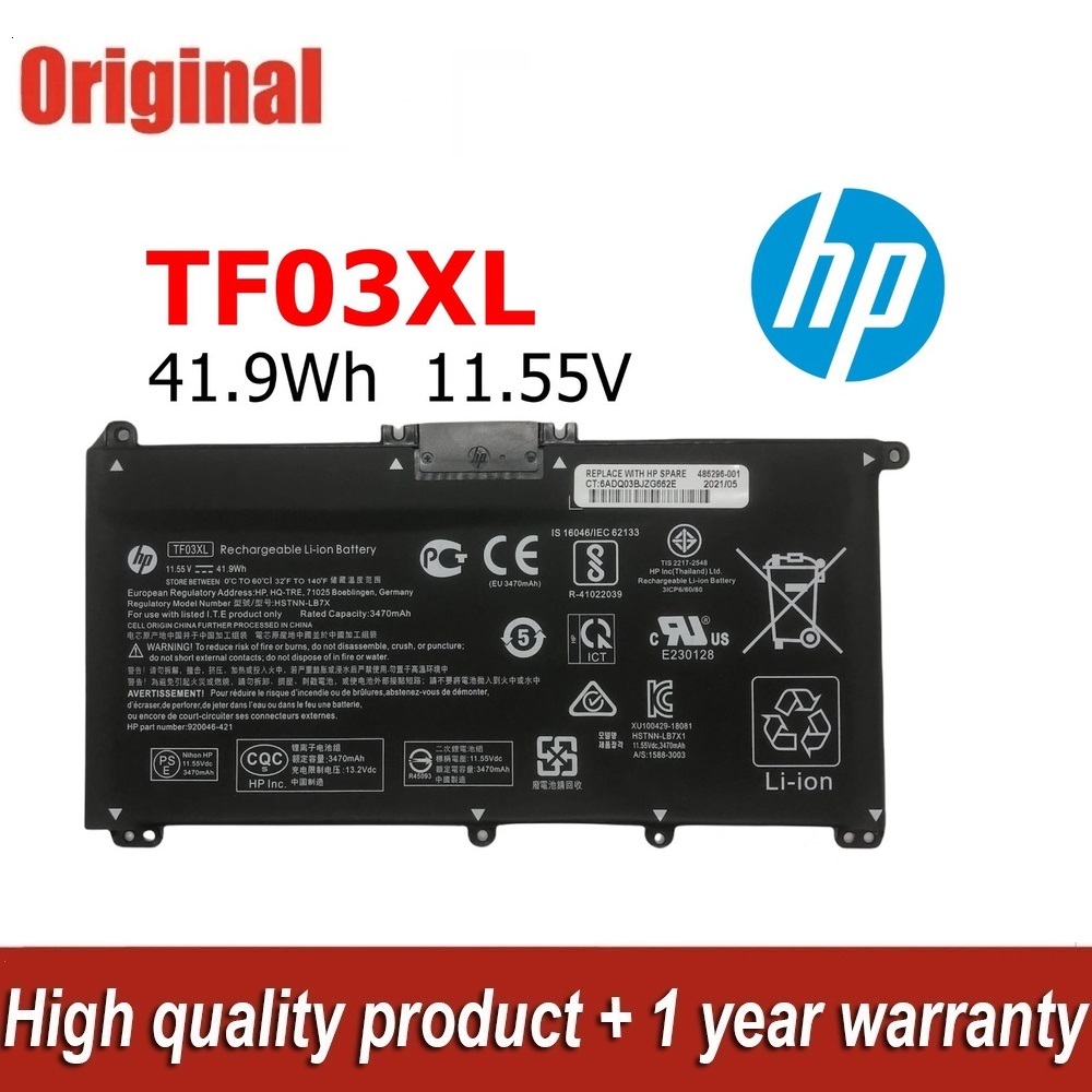 [ฟรี ไขควง] HP แบตเตอรี่ TF03XL (15s-fq1002TU 15s-fq1012TU 15s-fq1001TU 15s-fq1129TU 17-by1033dx 15-
