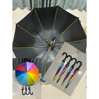 ร่ม28นิ้ว สลับสี ยูวีดำ  โครงไฟเบอร์ด้ามจับด้ามงอ（Ap169）