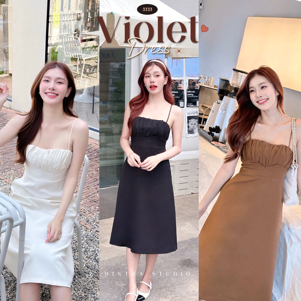 Violet Dress - เดรสสายเดี่ยว กระโปรงบาน เดรสสายเดี่ยวกระโปรงยาว ชุดออกงาน ชุดเพื่อนเจ้าสาว MT.STDO