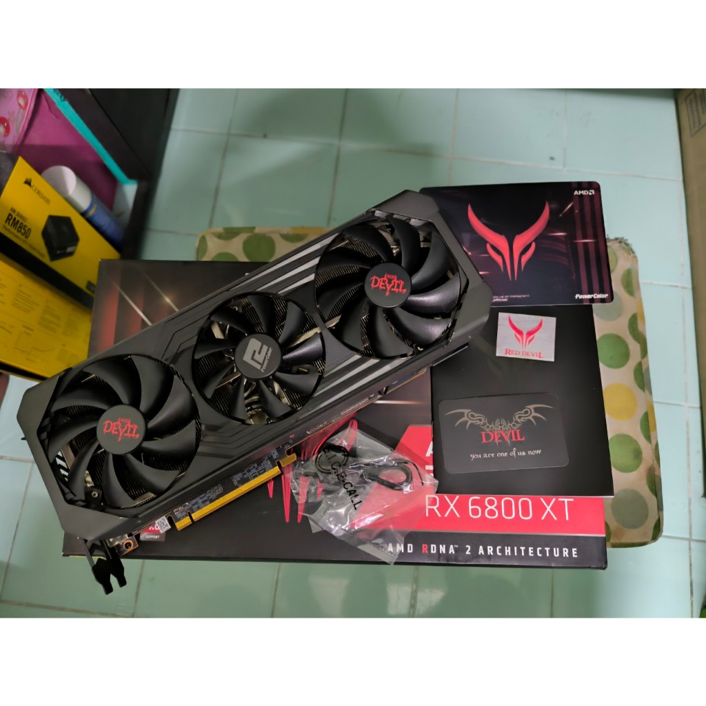 RX6800XT VGA POWER COLOR RED DEVIL AXRX-6800XT-16GBD6-3DHE/OC มือสอง