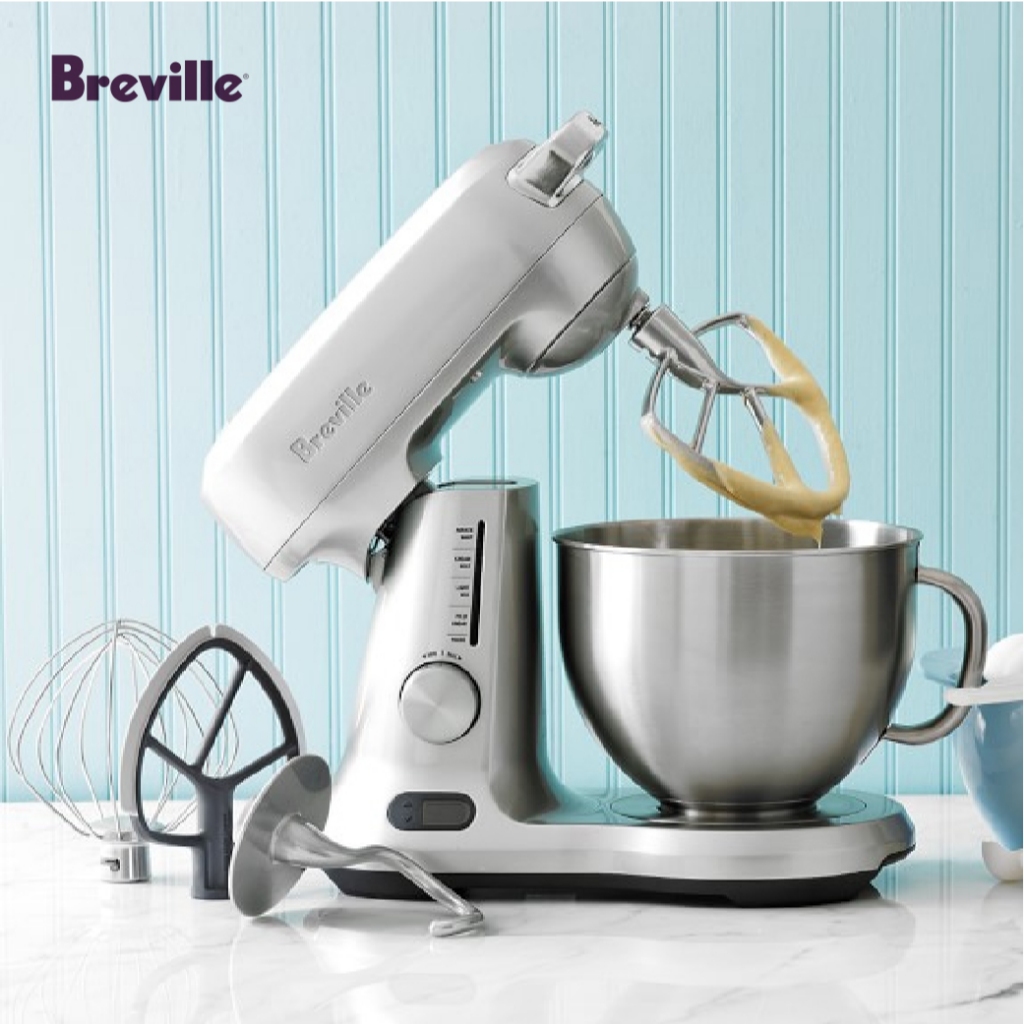 Breville : เครื่องผสมอาหาร Breville BEM800 The Scraper Mixer Pro™ เครื่องตีแป้ง เครื่องนวดแป้ง เครื่องตีไข่ โถ 4.7 ลิตร