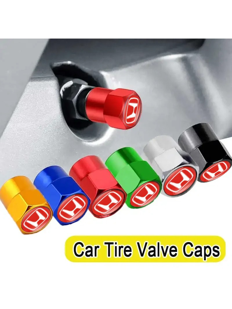 จัดส่งจากประเทศไทยHonda โลโก้ยางวาล์ว Caps 4pcs โลหะผสมกันฝุ่น Air Leak Protection รถรถจักรยานยนต์จักรยาน Universal Valve Stem Cover