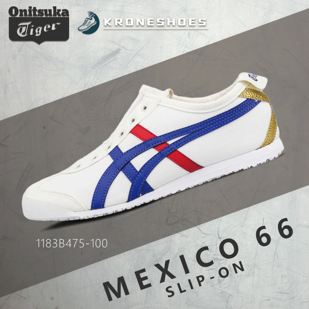 ของแท้ 100% Onitsuka tiger MEXICO 66 Slip-on 1183B475-100 รองเท้าผ้าใบ ได้ทั้งชายและหญิง ผ้าแคนวาส