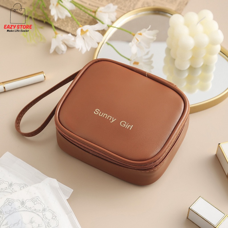 กระเป๋าเครื่องสำอาง EAZY Sunny Girl กระเป๋าอเนกประสงค์ ขนาดเล็ก หนังเกรดพรีเมี่ยม พกพาสะดวก รุ่นปี2025