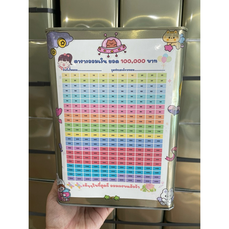 กระปุกออมสินปี๊บรุ่นสูง23ซมออม1แสน