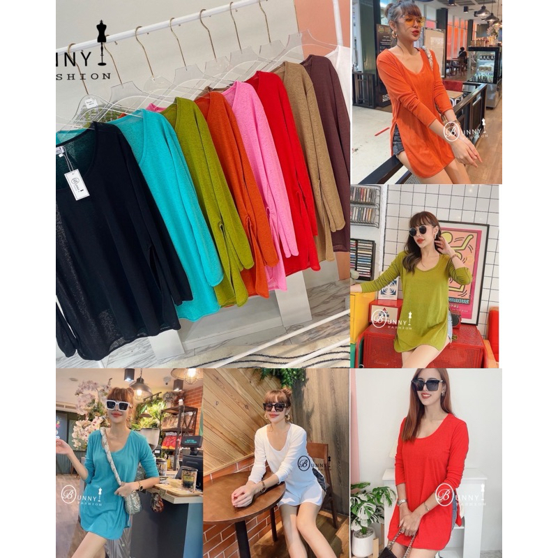 A009 Bunnyfashion เสื้อสลาฟแขนยาวผ่าข้าง เนื้อผ้าบาง
