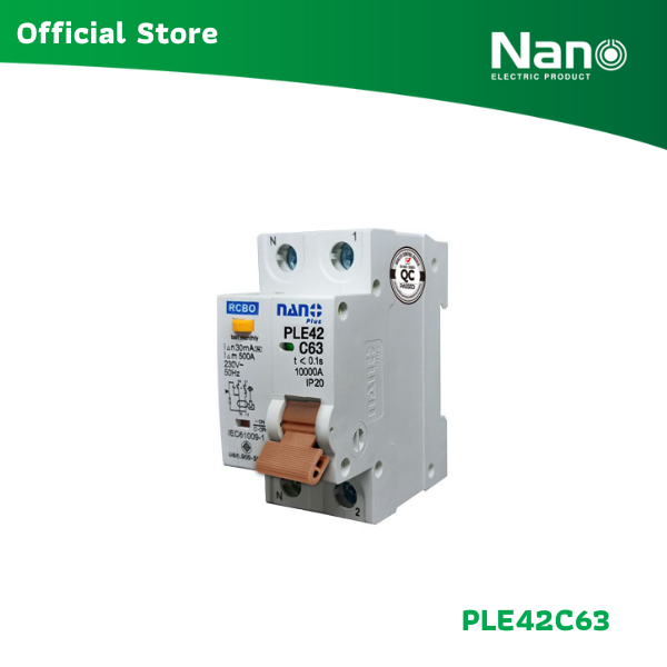 NANO เซอร์กิตเบรกเกอร์กันดูด NANO PLUS 2P 10kA 63AF(1 ชิ้น/กล่อง) รุ่น PLE42C - รูปที่ 5