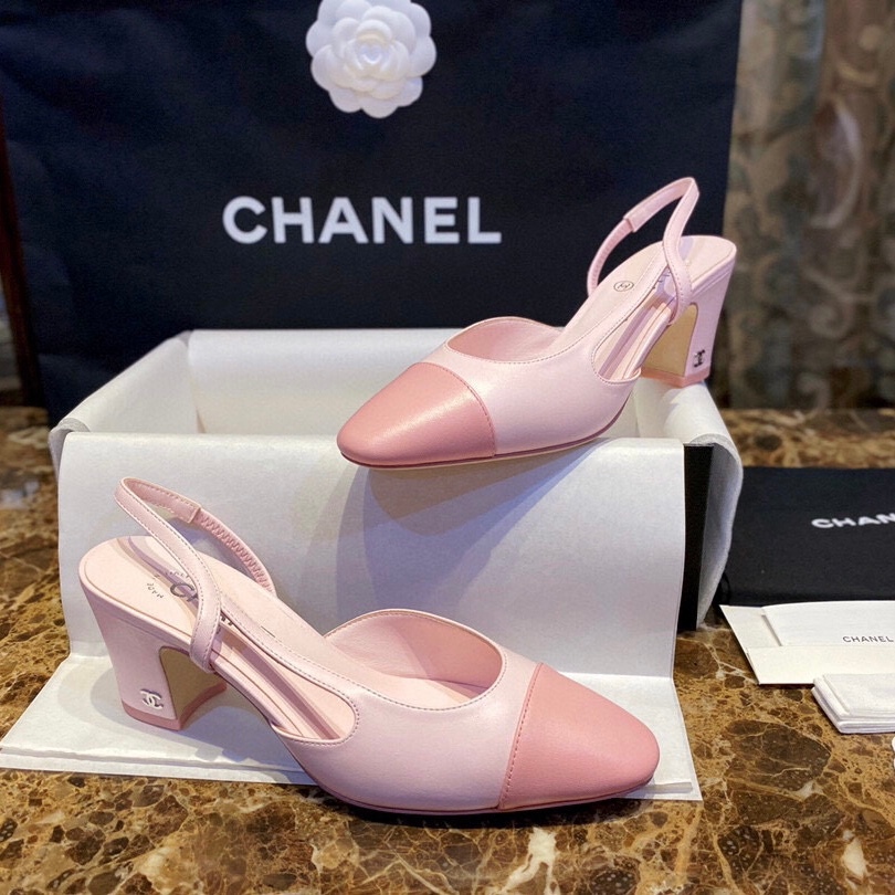 Pre order​ ราคา4900 Chanel slingback หนังแกะ รองเท้าผู้หญิง รองเท้าส้นสูง size34-41cm