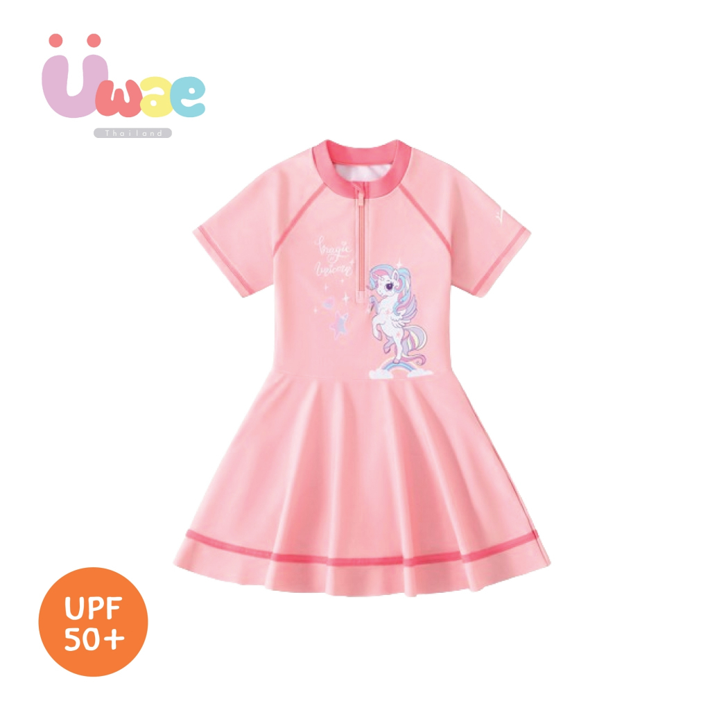 Uwae ชุดว่ายน้ำเด็ก ชุดว่ายน้ำเด็กหญิงกันยูวี Pinky Unicorn รุ่น UV368