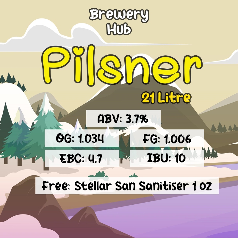 ชุดวัตถุดิบทำเบียร์​ Pilsner Beer Kit คราฟต์พร้อม มอลต์ บาเลย์ (Malt) ฮอปส์ (Hops) ยีสต์ (Yeast) Hom