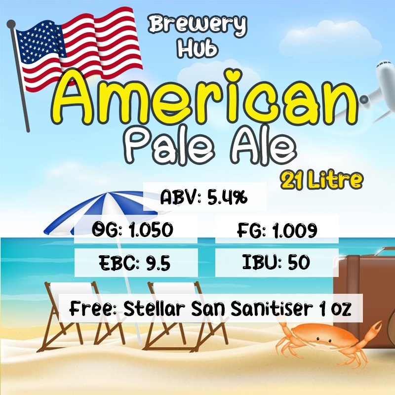 ชุดวัตถุดิบทำเบียร์​ American Pale Ale Beer Kit คราฟต์พร้อม มอลต์ บาเลย์ (Malt) ฮอปส์ (Hops) ยีสต์ (Yeast) Homebrew