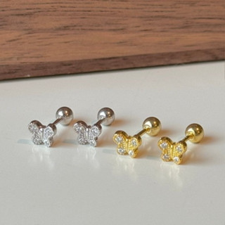 Suwann.na ต่างหู ต่างหูเงินแท้ จิว จิวเงินแท้ จิวผีเสื้อเพชร