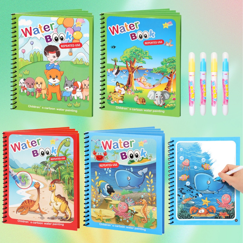 เด็กหนังสือระบายสีน้ำวิเศษ ระบายสี กราฟฟิตีซ้ำ สมุดระบายสี